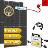 Alpha Solar Balkonkraftwerk 880Wp / 800W mit Trina Solar Vertex S+ und Hoymiles HMS-800W-2T, Mini-Solaranlage, Plug and Play