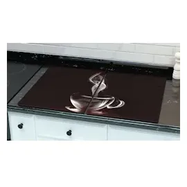 ALLboards Glas Herdabdeckplatte Schneidebrett Kaffee Kaffeetasse Käffchen 2er Set Multi-Platte Arbeitsplatte Herdschutz Deko Gehärtetes Glas, 2 Stück – 52x30cm