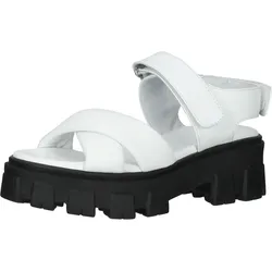 ILC Andrea Damen Plateau-Sandalen mit Klettverschluss Echtleder-Sandalette C45-8543-02 Weiß - 40