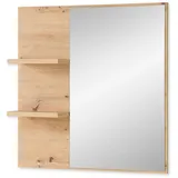 Stella Trading BARI Wandspiegel Eiche Artisan Glas, Holzwerkstoff, rechteckig, 78x80x17 cm Ablage für Flur & Garderobe - 78 x 80 x 17 (B/H/T)