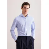 Seidensticker Businesshemd "Schwarze Rose", Herren, Gr. M (39), normale Ärmellängen, mittelblau, 78% Polyamid, 22% Elasthan, bedruckt, skinny fit, 2-Knopf-Manschette, Hemden, X-Slim 1/1 Kentkragen Druck