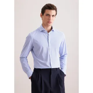 Seidensticker Businesshemd "Schwarze Rose", Herren, Gr. M (39), normale Ärmellängen, mittelblau, 78% Polyamid, 22% Elasthan, bedruckt, skinny fit, 2-Knopf-Manschette, Hemden, X-Slim 1/1 Kentkragen Druck