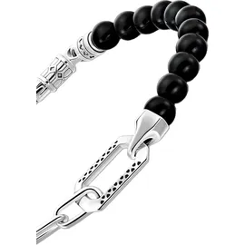 Thomas Sabo Herrenarmband mit schwarzen Onyx-Beads und Kettengliedern aus geschwärztem 925er Sterlingsilber A2088-507-11-L19V Größe 19 cm