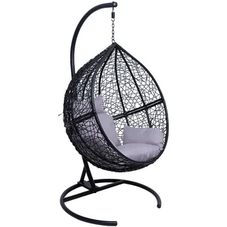 Allpax Einzel-Hängesessel Größe L - geeignet für In- und Outdoor - bis 150 kg - Korb aus Polyrattan mit Gestell und Sitzkissen - Hängekorb, Hängestuhl, Schwebesessel, Hängeschaukel