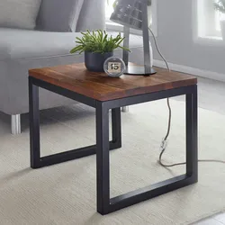 Kadima Design Industrial-Beistelltisch aus Sheeshamholz, Stilvoll, funktional und langlebig. 45x45x40 cm