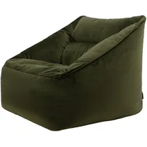 I.C.O.N. icon Sitzsack Sessel für Erwachsene, Olivgrün, Flauschiger Samtstoff, Riesen Sitzsack Samt mit Füllung, Bean Bag Chair, Bequemer Sessel Wohnzimmer, Hocker, Sitzsäcke, XXL Sitzsäcke