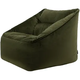 I.C.O.N. icon Sitzsack Sessel für Erwachsene, Olivgrün, Flauschiger Samtstoff, Riesen Sitzsack Samt mit Füllung, Bean Bag Chair, Bequemer Sessel Wohnzimmer, Hocker, Sitzsäcke, XXL Sitzsäcke