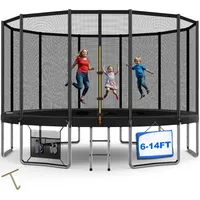 Devoko Trampolin Outdoor Ø 183/228/305/366/427 cm, Indoor Trampolin Kinder Gartentrampoline, Komplettset mit Schuhnetz, Leiter, Randabdeckung, Sicherheitsnetz