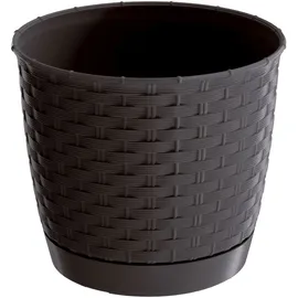 Prosperplast Blumentopf in Rattanoptik, ca. 13 Liter - Dunkelbraun