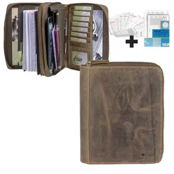 Greenburry Terminkalender A5 (21x24cm) Leder braun Vintage DUO 2 Fächer 1787D-25-S mit Kalender 2025