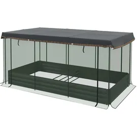 Outsunny Hochbeet Stahl, Pflanzkasten, Blumenkasten mit Vogelschutznetz, Sonnenschutz