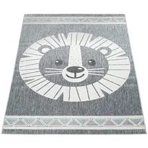 Paco Home Kinderteppich Kinderzimmer Outdoorteppich Spielteppich 3d Effekt Löwe Grau, 160x220 cm,