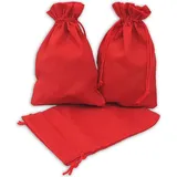 Frau WUNDERVoll® 12 Geschenksäckchen rot 15 x 10 cm Baumwolle Adventskalender Säckchen Stoffbeutel zum Basteln und befüllen Gastgeschenk Hochzeit