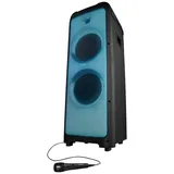 Medion X61200 (Partylautsprecher inkl. Mikrofon, Karaoke Partybox, Bluetooth, DJ Funktion, LED-Frontpanel, Lichtshow, 2x 80 Watt RMS, USB, AUX, Cinch, Mikrofon und Gitarrenanschluss)