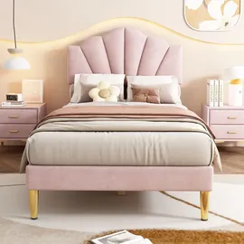 Flieks Polsterbett 90 x 200 cm Massivholz rosa