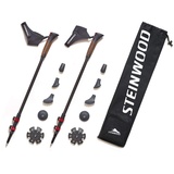 Steinwood Premium 100% Carbon Nordic Walking Stöcke verstellbar mit Teleskop und Klemmverschluss mit extra Gummipuffer und Tragebeutel