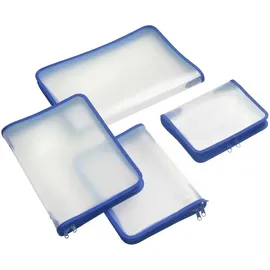 FolderSys Reißverschlussbeutel A4 transparent/blau 0,5 mm, 1 St.