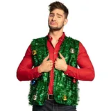 Boland 13446 - Weste Weihnachtsbaum, Größe M/L, Grün, Unisex, ärmellose Jacke mit Lametta und bunten Weihnachtskugeln, Weihnachtsbaum, Wichtel, Weihnachten, Kostüm, Karneval, Mottoparty