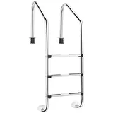 COSTWAY Poolleiter 3 stufig, aus Edelstahl, 147 cm Höhe silberfarben