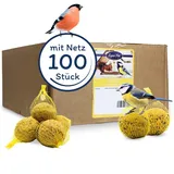 Lyra Pet® | 100 Meisenknödel im Netz à 90 g = 9 kg | Energiespender für Wildvögel | Vogelfutter Ganzjährig | Nährstoffreiches Wildvogelfutter | Fettfutter für Sommer & Winter | Mit Netz zum Aufhängen