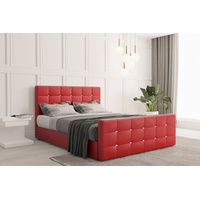 Boxspringbett mit bettkasten und matratze 180 cm x 200 cm, Schlafzimmerbett ROMA Kunstleder Rot