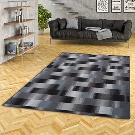 Snapstyle Designer Velour Teppich Mystic Karo Blau Grau 160x160cm