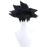 COSPLAZA Kurze schwarze flauschige Spiky Herren Goku Cosplay Kostüm Perücke (nicht gestylt)