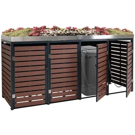 Proregal Mülltonnenverkleidung 124 x 265 x 84 cm walnuss