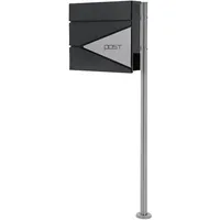 ML-Design Standbriefkasten Anthrazit-Silber mit Zeitungsfach mit Pfosten 120cm