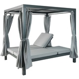 Mendler Lounge-Gartenliege HWC-J66, XL Sonnenliege Bali-Liege Doppelliege Outdoor-Bett, 10cm-Polster aus Olefin Alu grau