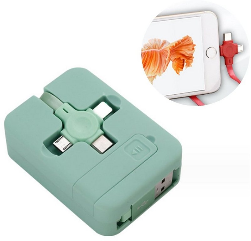 Diida Ladekabel,Datenkabel,3-in-1-Kabel,Datenübertragbar,Handyhalterung Smartphone-Kabel grün