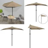 Balkon-Sonnenschirm mit Alu-Mast Taupe 270x144 cm Halbrund - Balkonschirm - Sonnenschirm - Gartensorgenschirm - Halbrunder Sonnenschirm - Patio Möbel