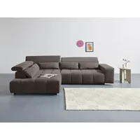 Cotta Ecksofa COTTA "Orion L-Form", schwarz (charcoal), B:310cm H:70cm T:225cm, 100% Polyester, Sofas, Ecksofa, mit Kopfteilverstellung & 5 Nierenkissen
