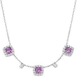 Giorgio Martello Milano Collier Ziersteine, Zirkonia weiß, Silber 925 Ketten   Violett 