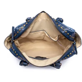 COLLEZIONE ALESSANDRO Schultertasche Berlin XL-Tasche mit Nieten und Flechtung von COLLEZIONE alessandro - Marine