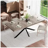 HAUSS SPOLE Esstisch 140CM-180CM ausziehbar Küchentisch mit verstecktem Stauraum,Grau (Wohnzimmertisch von 140 cm auf 180 cm ausziehen, integrierte Staufach unter der Tischplatte), Ideal für Esszimmer, Küchen oder Wohnbereiche grau
