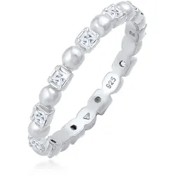 Elli Fingerring »Ring Bandring Kugel Zirkonia Viereck 925 Silber« Elli Silber 56