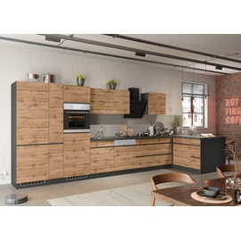 Kochstation Küche »KS-Riesa«, Stellbreite 490/153 cm, ohne E-Geräte, braun