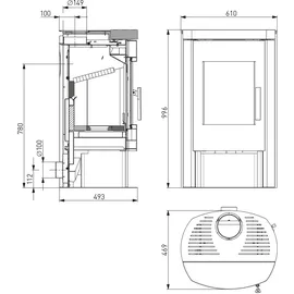 Haas + Sohn Haas+Sohn | Kaminofen BALI easy 296.17-ST perl-schwarz/grau | 6 kW