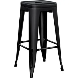 GGM Möbel 2er-Set Tolix Barhocker | Schwarz Matt | Metall: | Industrial Barstuhl, Industrie Barhocker