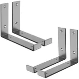 ML DESIGN modern living ML-Design 4 Stück Regalhalterung 20x4x14 cm, Grau, aus Metall, 8 Zoll Regalhalterungen, Industrielle Regalwinkel, Regalträger für Wandmontage, 90 Grad Wandhalterung, L-Form Wandregal, inkl. Schrauben