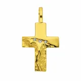 Adelia ́s Kettenanhänger Kreuzanhänger 333 Gold (8K) mit Zirkonia, Goldanhänger Kreuz goldfarben