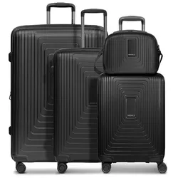 Redolz Essentials 14 4-Rollen Kofferset + Beautycase 4 tlg. mit Dehnfalte  schwarz