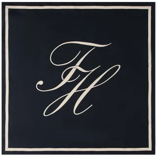 Tommy Hilfiger Damen Tuch Script aus Seide, Blau (Space Blue/Soft Cream), Einheitsgröße - Einheitsgröße