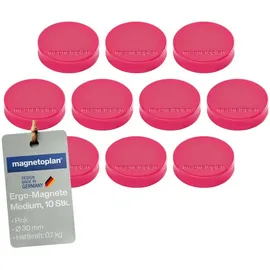 Magnetoplan Ergo-Magnete, medium, pink, Pack a 10 Stück