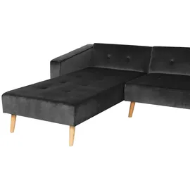 Beliani Ecksofa Samt 0 x 0 x 0 cm Schwarz/Braun mit Schlaffunktion