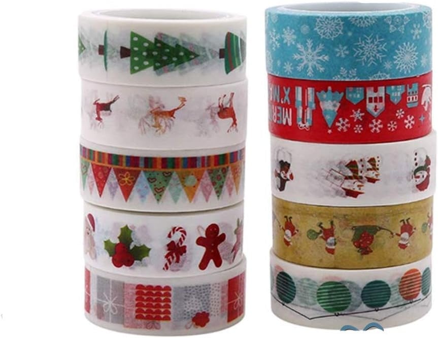 BESTZY 10PCS Bastel Klebeband Weihnachten Dekoband Masking Tape für Scrapbooking...