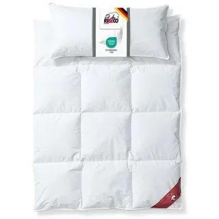 RIBECO GERMANY Daunenbettdecke Johanna 155x220 cm & Kopfkissen 40x80 cm im 2er Set –Daunendecke & Kopfkissen aus Federn & Daunen, leicht