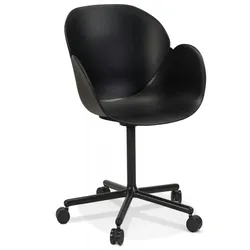 Armlehne Bürostuhl Plastik | Ergonomischer Schreibtischstuhl mit Rollen | Schwarzer Drehstuhl mit modernem Design | Minimalistisch | Kadima Design