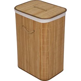 Wiltec 62925 Wäschekorb mit Deckel Bambus faltbare Wäschebox mit Tragegriffen zum Sortieren von Schmutzwäsche